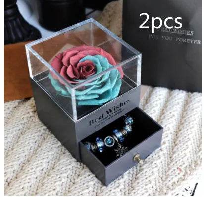 Eternal Flower Rose Jewelry Box for Birthday Presents Valentines Day Wedding Gift Box - Velora
