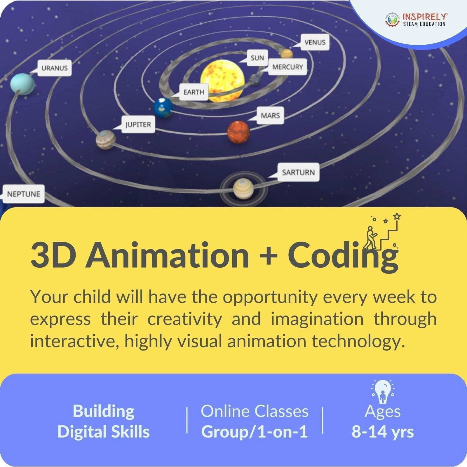 3D Animation Coding | For children ages 8-14 Yrs | Weekly Classes | Monthly Fee - Velora Luxury Fashion