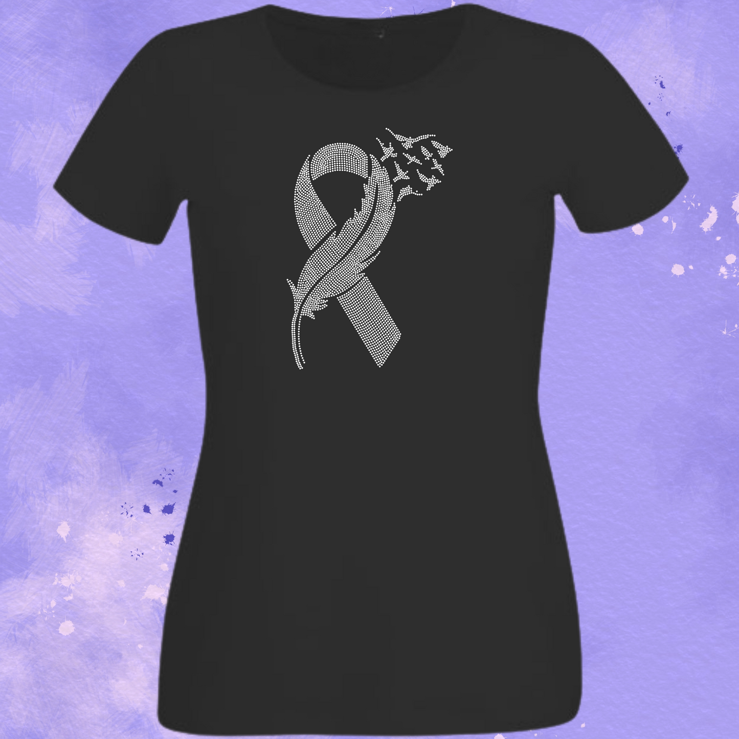 Breast Cancer Ribbon Flying Birds Rhinestone Shirt – Awareness Sparkle Bling Tee | Blingdazzel