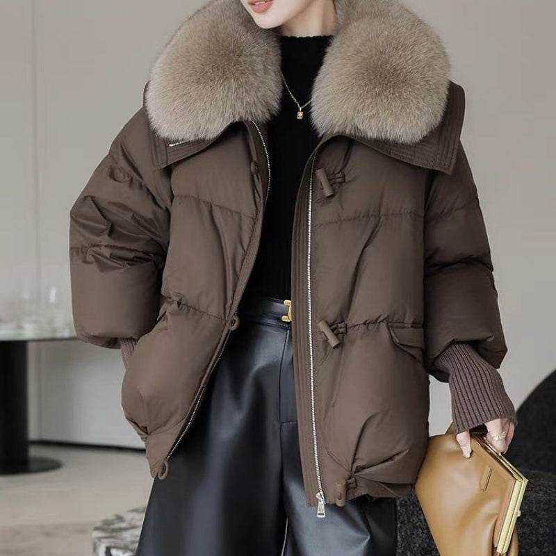 Down Cotton-padded Jacket Women's Short Fur Collar Thickened Coat Winter Clothing - Velora