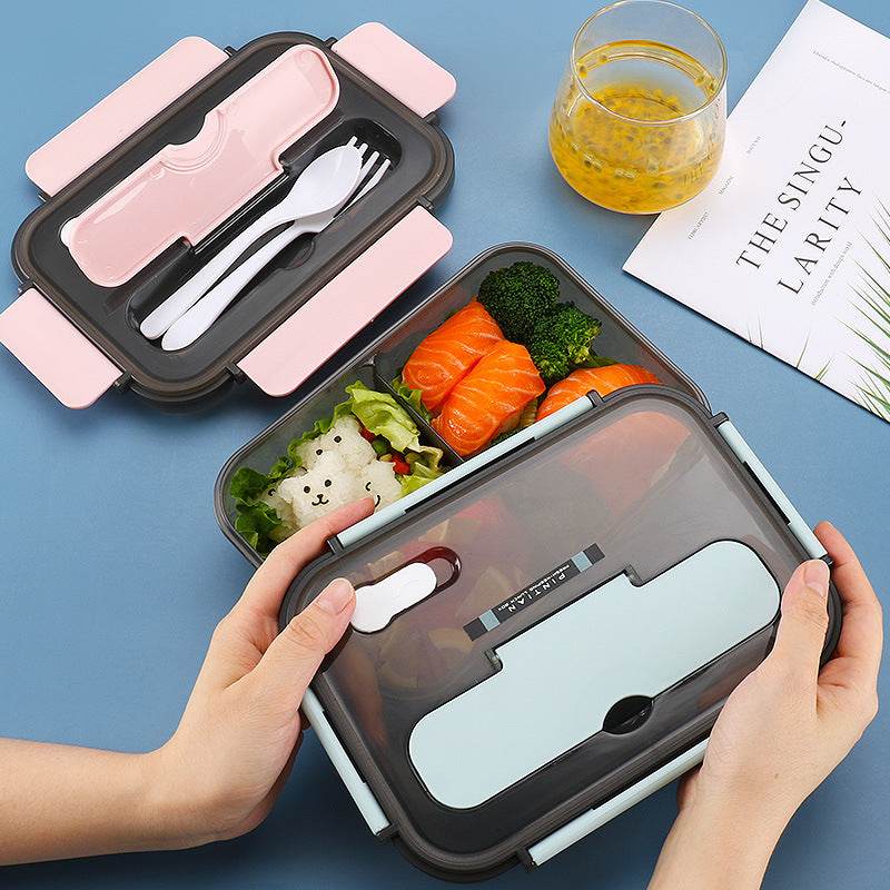 Portable Kids Bento Plastic Lunch Box with Cutleries - Velora