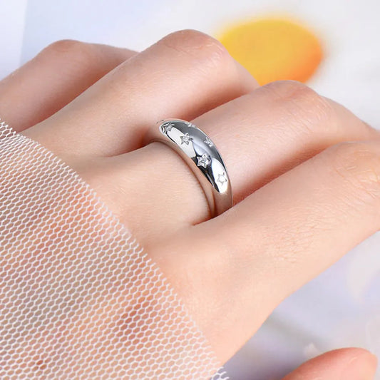 925 Sterling Silver Inlaid Moissanite Star Ring https://like2b-uy