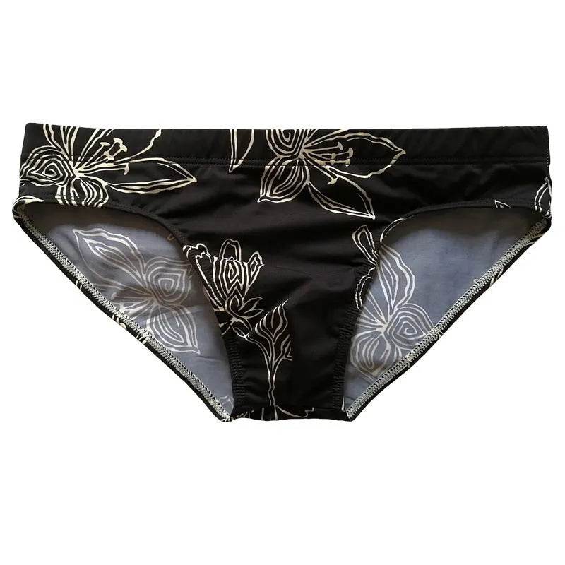 Simple Floral Printed Men's Underwear Swimming Trunks Briefs - Velora