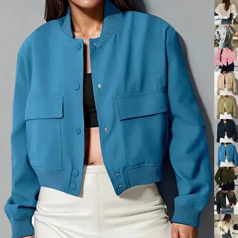 Oversized Fashion Button down Cropped Jacket outwear top for women - Velora