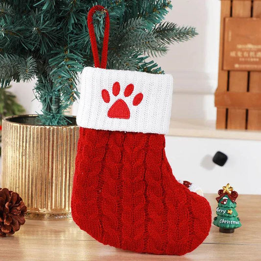 Cute Letters Christmas Stockings Decorative Creative Tree Pendant Wool Knitted Socks - Velora
