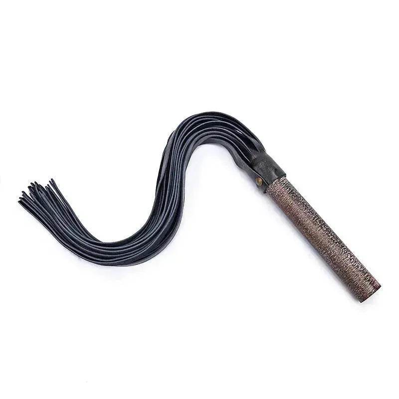 Hot BDSM Spanking Flogger Whip Genuine Leather Archaize Wooden Handle BDSM Spanking Paddles - Velora