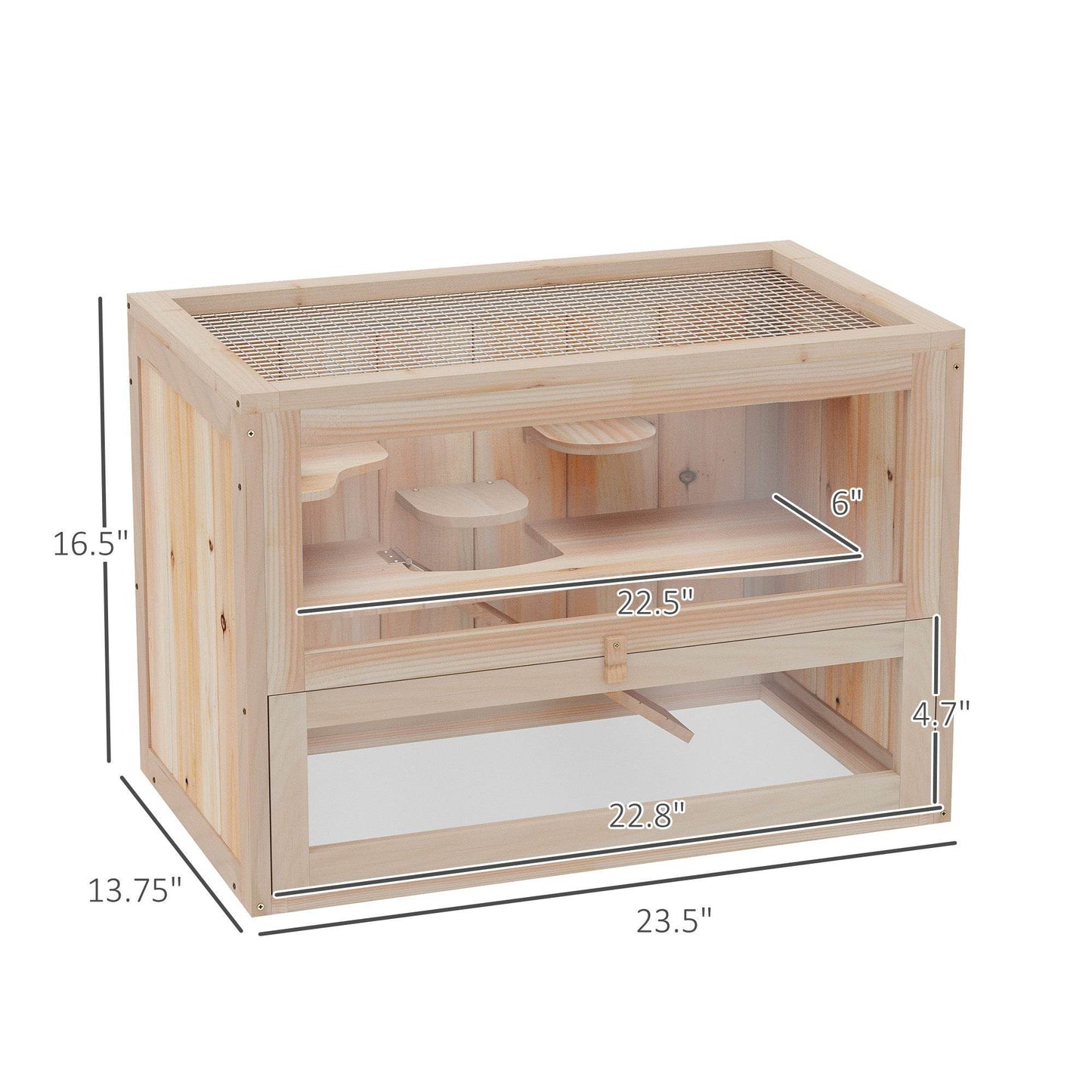 2- Tier Wooden Crafted Hamster Rodent Habitat Cage - Velora