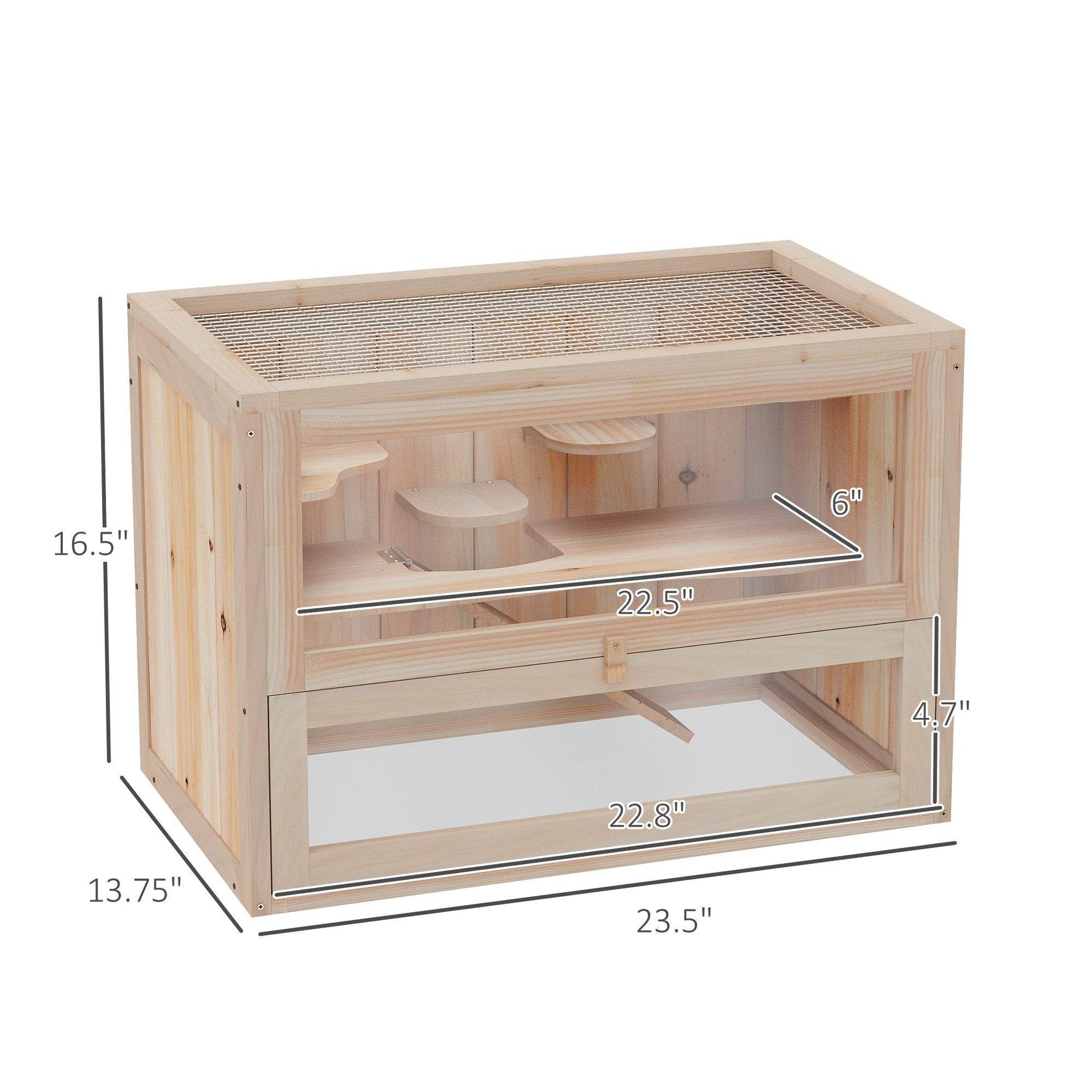 2- Tier Wooden Crafted Hamster Rodent Habitat Cage - Velora