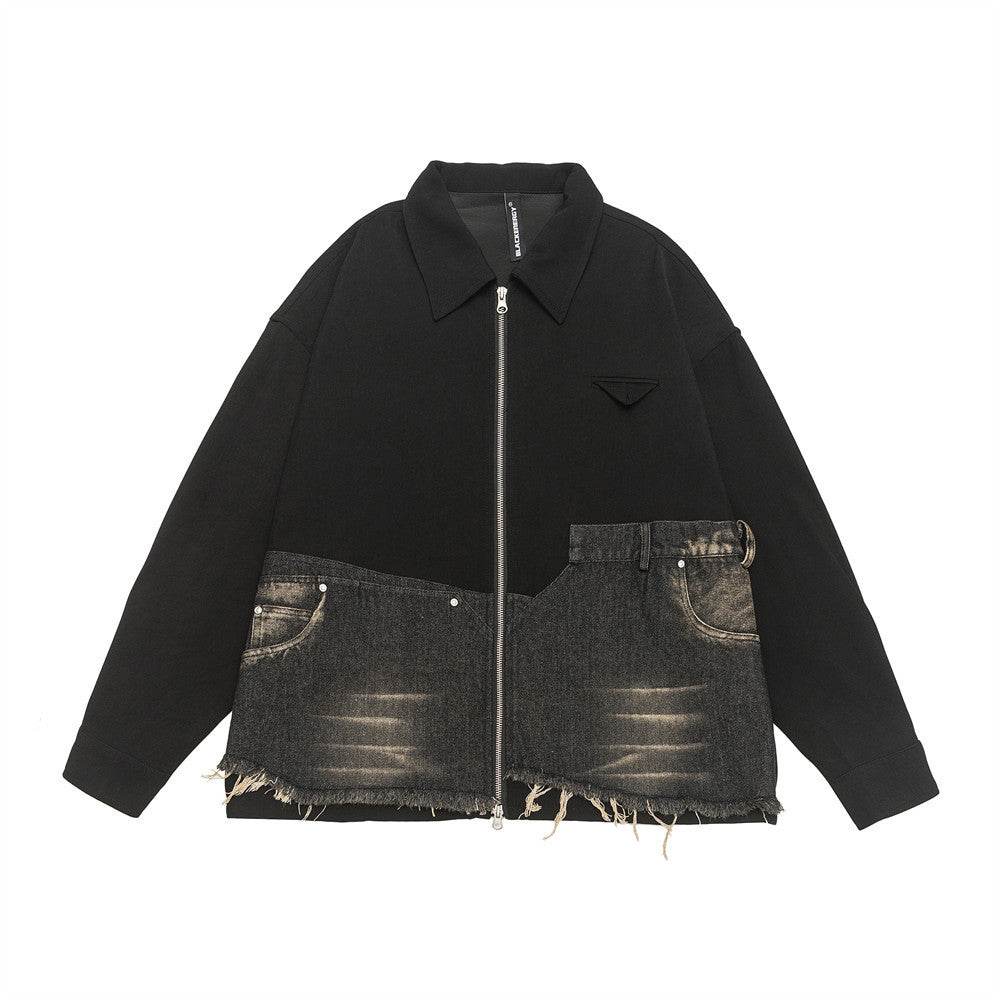 Denim Jacket Coat Loose Fit Color Matching Design - Velora