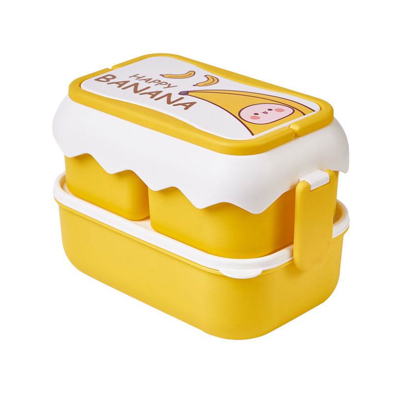 Cute Double Layered Kids Plastic Lunch Box - Velora