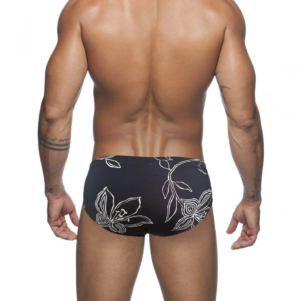 Simple Floral Printed Men's Underwear Swimming Trunks Briefs - Velora