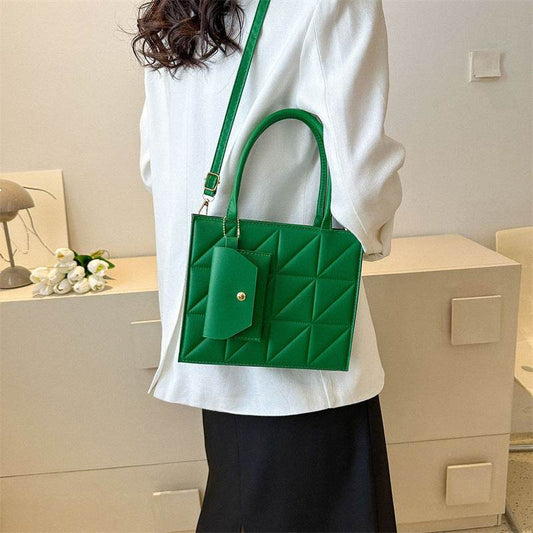 Fashion Plaid Shoulder With Small Wallet Simple Elegant Portable Square Tots Women's Handbag - Velora