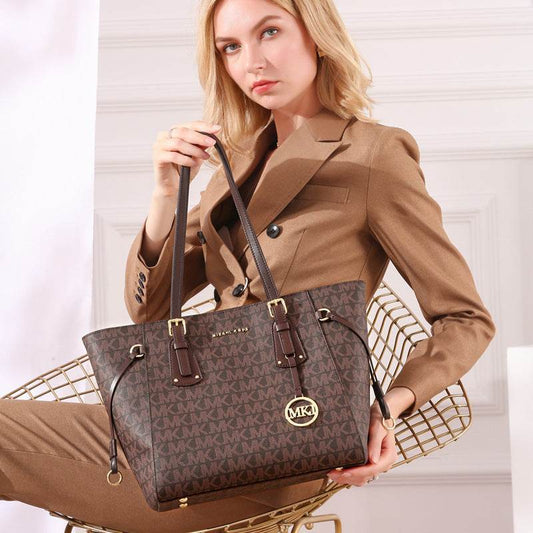 Big Retro Fashion Brown Leather bucket Bag - Velora