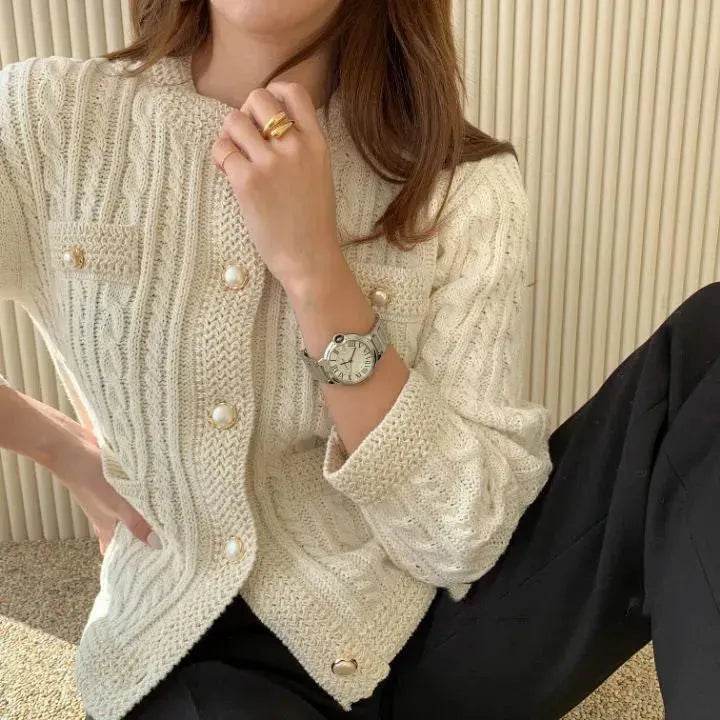New Autumn Winter Ladies Button Twist Knit Sweater Cardigan - Velora