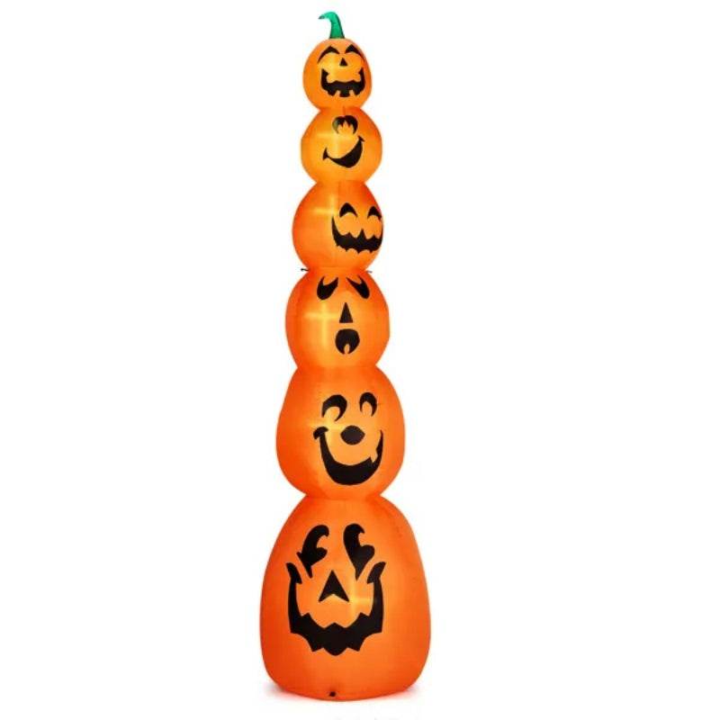 9FT Halloween Inflatable Stacked Pumpkins, Blow Up 6 Pumpkins Inflatable With Built-in LED Lights Outdoor Decorations Large Party Yard Decoration - Velora