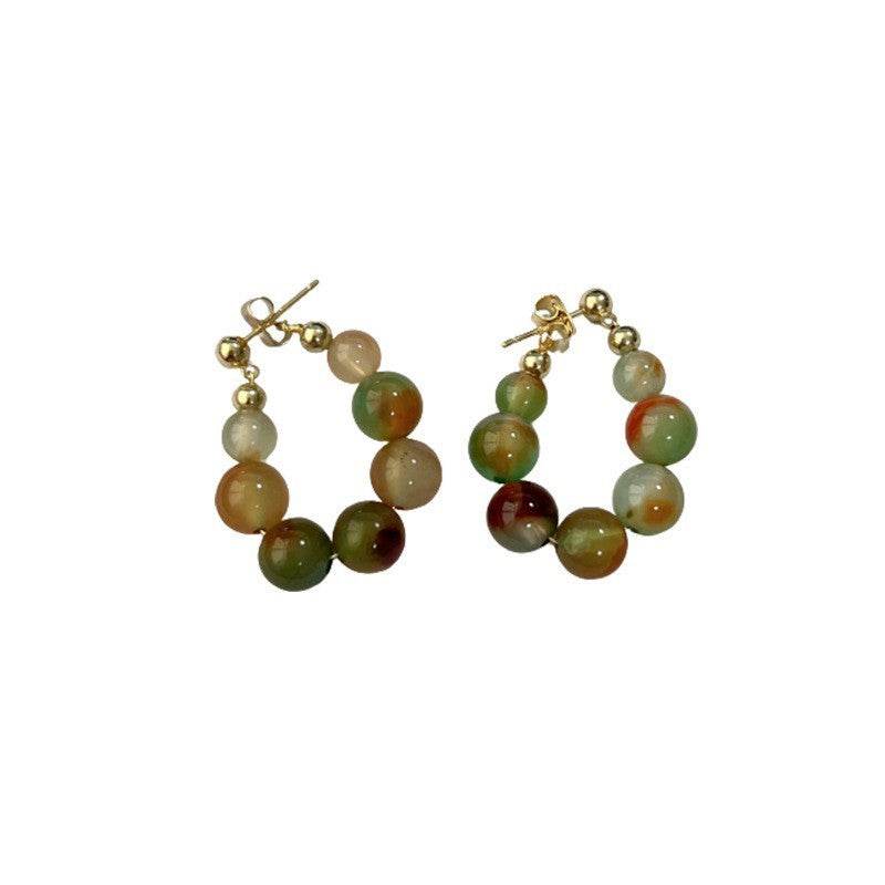 Peacock Agate Jade Beaded Earrings - Velora