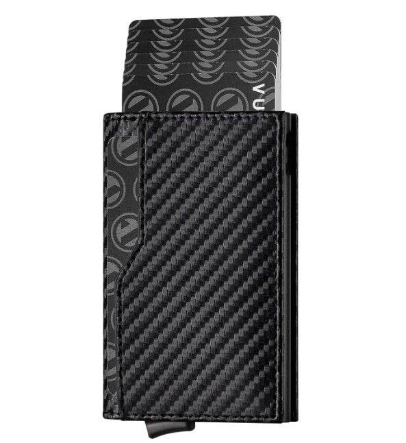 Credit Card Case With Double Id Window Rfid Blocking Automatic Leather Up Card Wallet - Velora