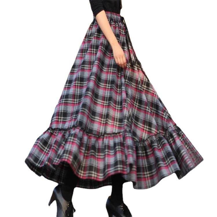 Sweet Plaid Midi Maxi Skirt For Women - Velora