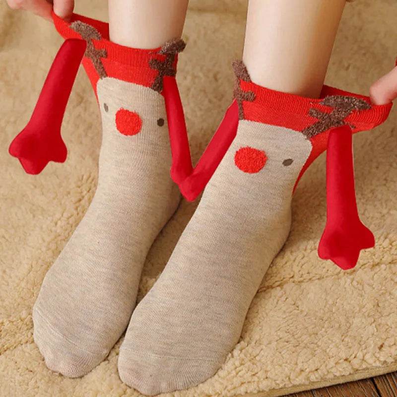 Christmas Stockings Autumn Winter Cotton Magnet Lodestone Hand Tube Socks - Velora