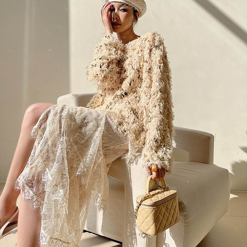 Spring Summer Irregular Cake Layer Lace Midi Tulle Skirt - Velora