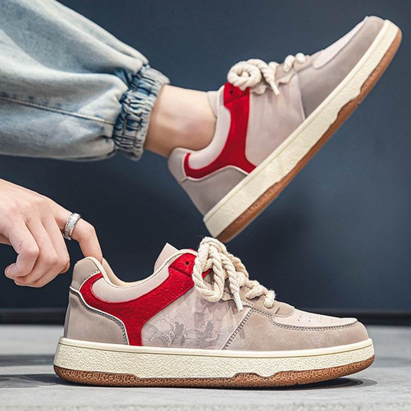 Lace-up Casual Shoes Men Soft Thick Sole Fashion Comfortable Breathable Flats Sneakers Student Platform Outdoor Walking Shoes - Velora