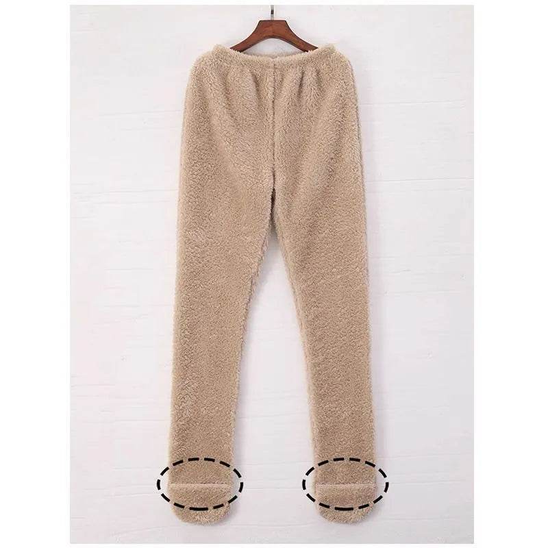 Women Coral Fleece Socks Leggings Winter Warm Sleepwear Ankles Knees Guard Women Home Pants Thick Pajamas Pant - Velora