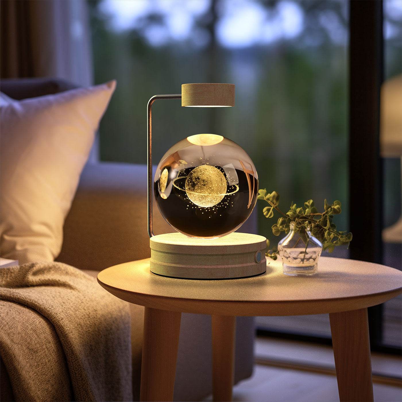 Crystal Ball Cosmic Dinosaur Indoor Night Light USB Power Warm Bedside Light Birthday Gift Night Lamp - Velora