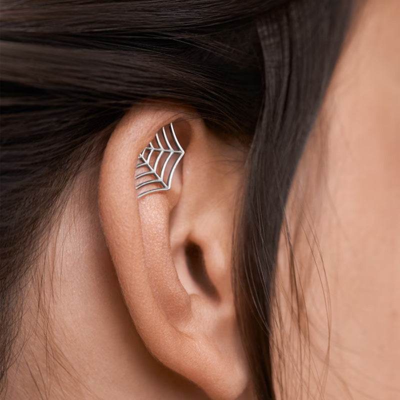 Spider Web Stud Earrings Personality Halloween Horror - Velora
