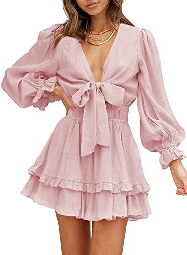 AILUNSNIKA Women's Knotted Tiered Mini Dress https://like2b-uy