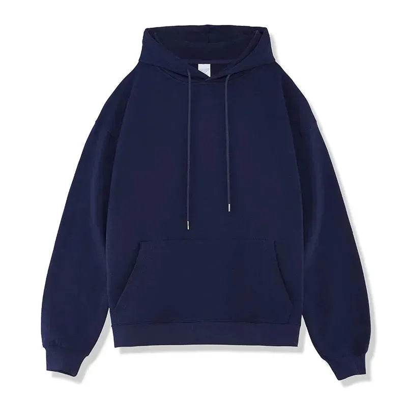 Plain Color American Retro Hoodie Pullover Sweatshirt Men - Velora