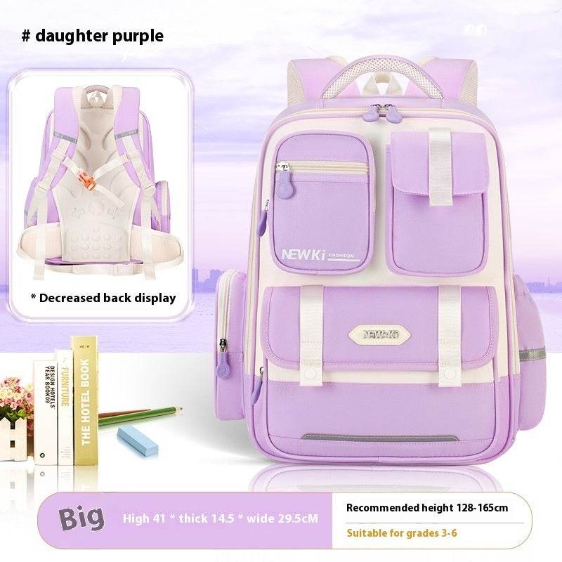Children's Spine Protection Backpack Multi-compartment Burden Reduction Schoolbag - Velora