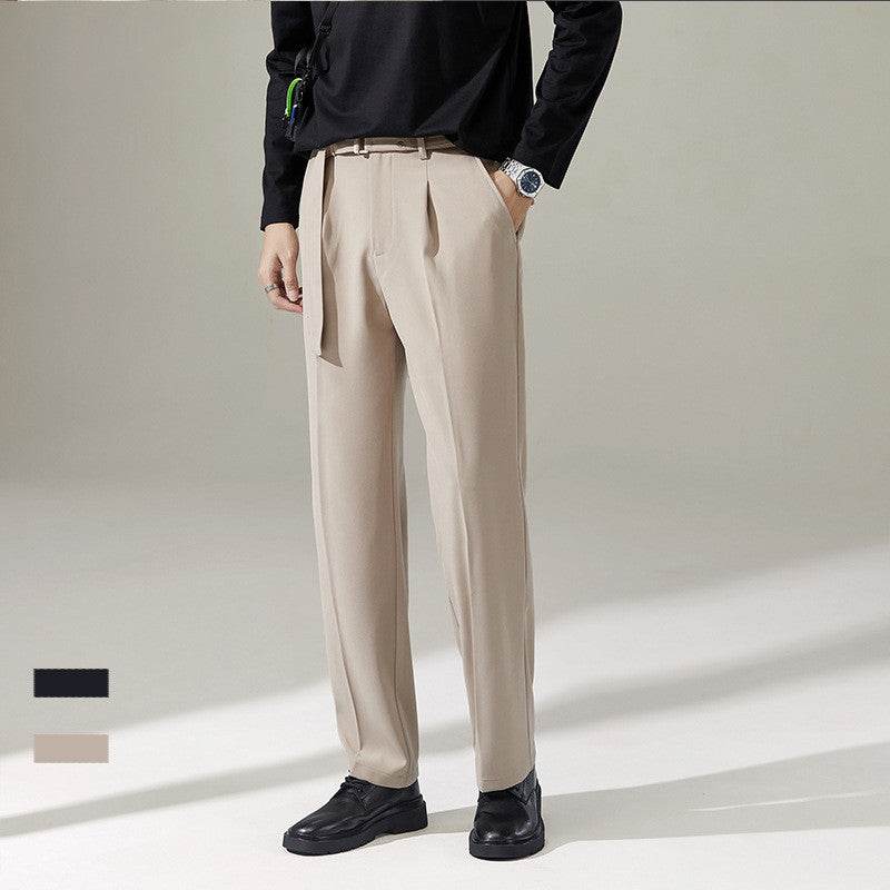 Detachable Belt Draping Wide-leg Suit Chinos Trouser For Men - Velora