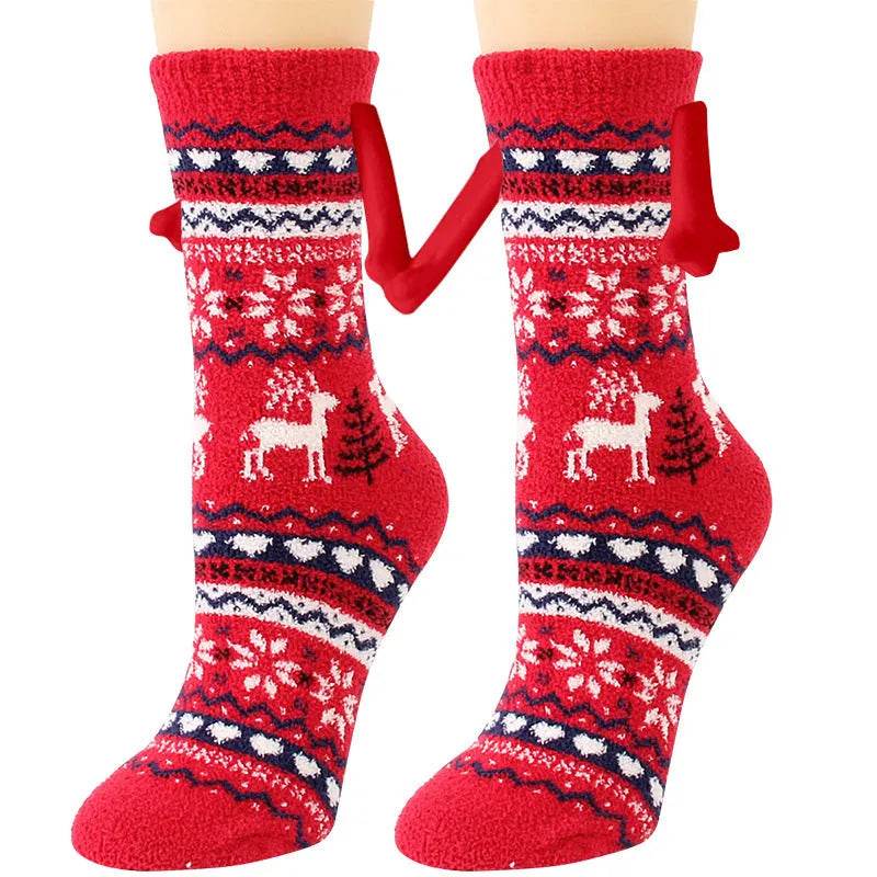 Soft Carton Christmas-themed Fleece Winter Home socks for Women - Velora