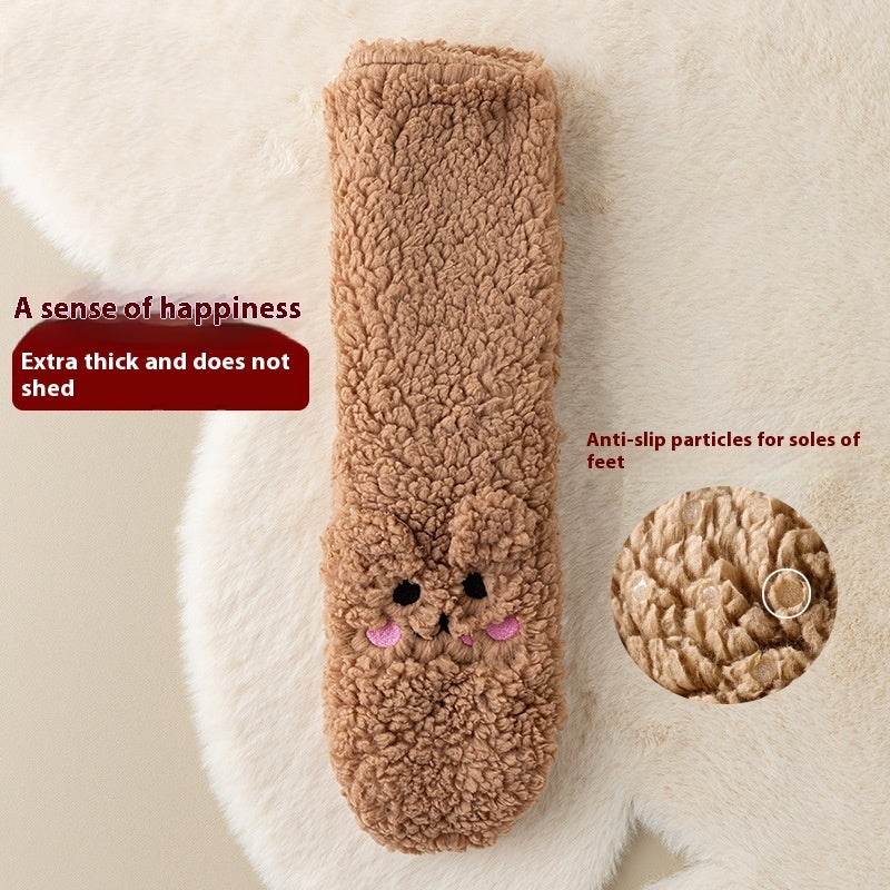 Winter Floor Socks Velvet Thicken Warm Coral Velvet Cute Socks Japanese-style Home Footwear Non-slip Socks New Year Gifts Winter Gadgets - Velora