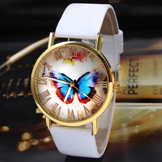Roman scale butterfly belt watch Fashion universal gold shell watch - Velora