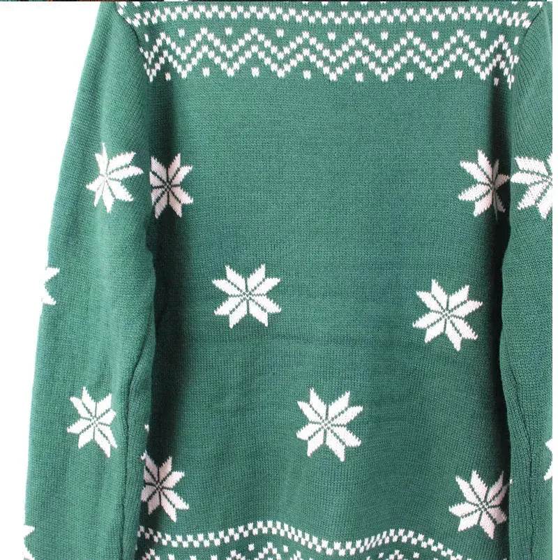 Green christmas Santa Paws Couple Pullover sweater - Velora