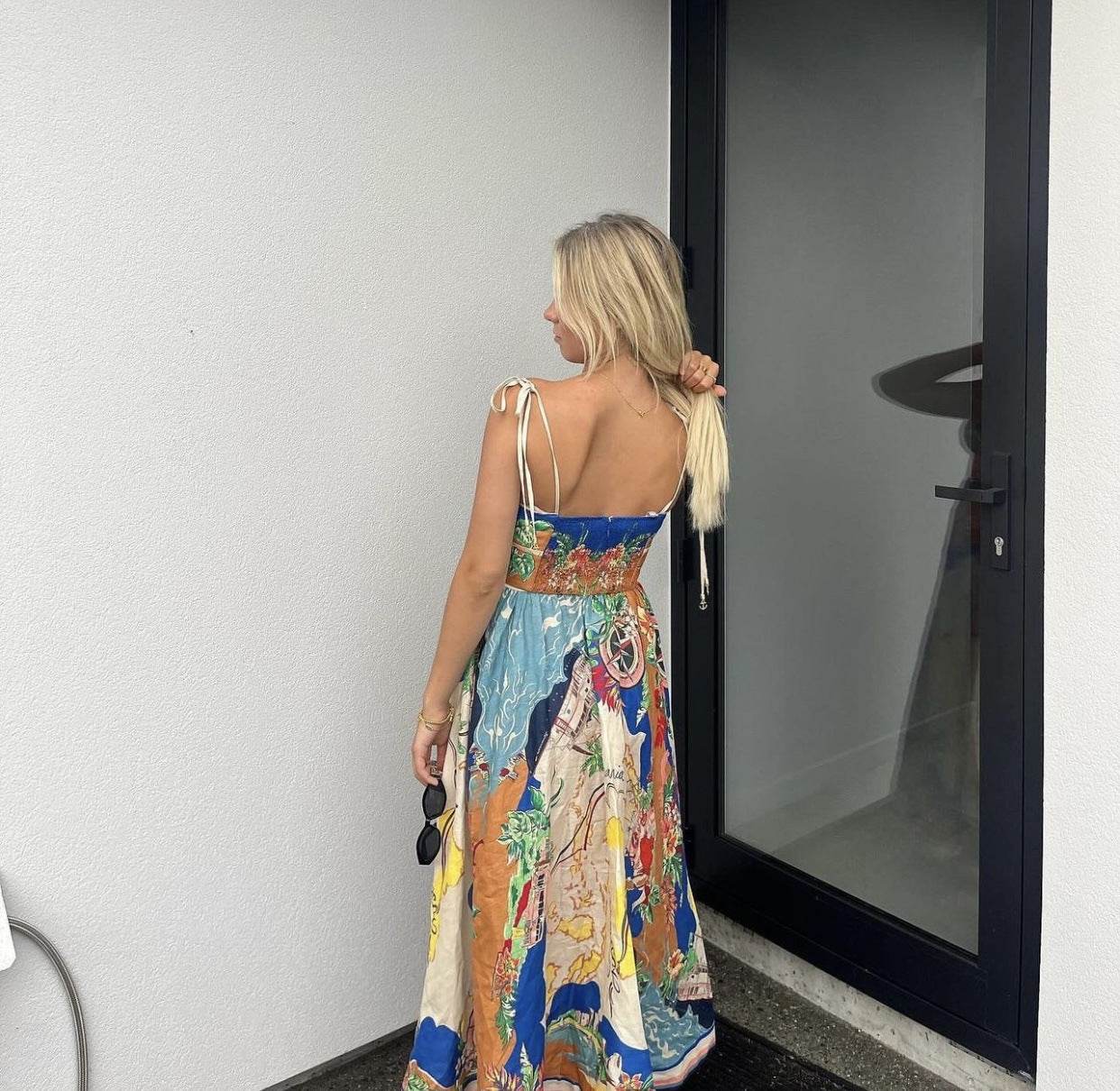 Elegant Ladies Spaghetti strap Vacation Resort Boho Floral Summer Maxi dress - Velora