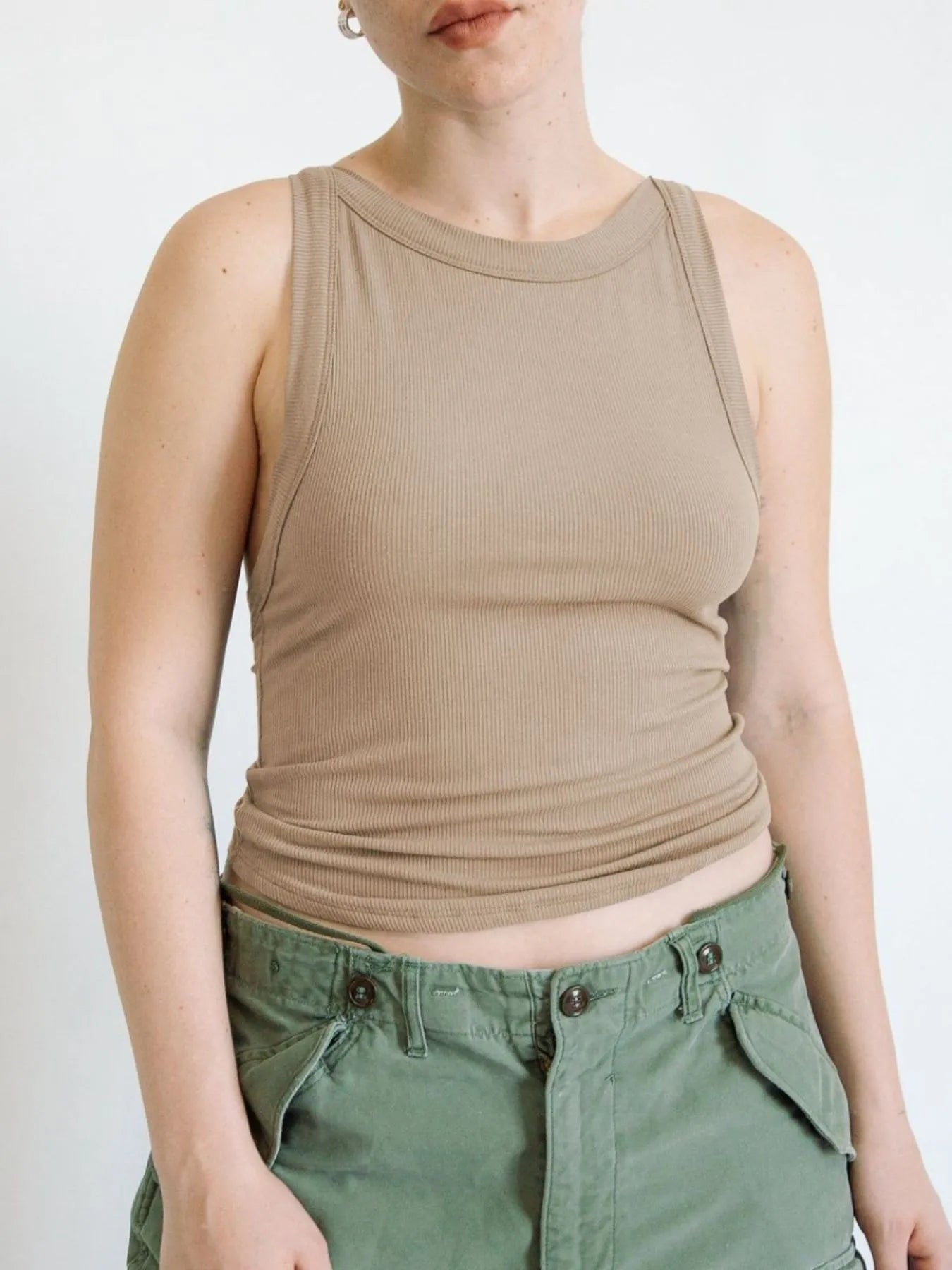 Asymmetrical Back Ribbed Crop Tank Top - Velora