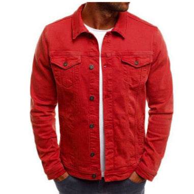 Solid color denim jacket shirt Jeans - Velora