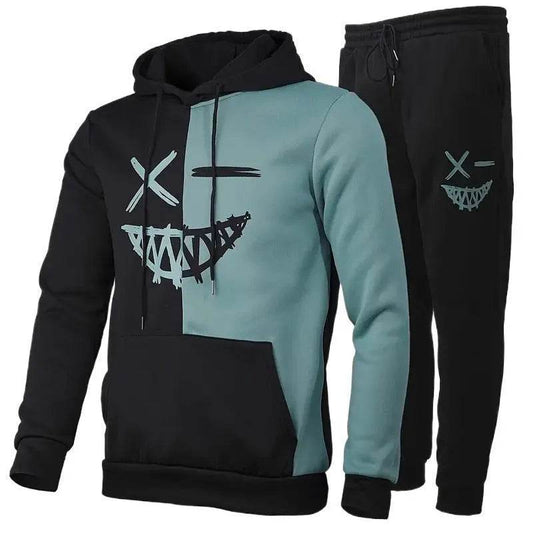 Casual Classic Plaid Long Sleeve Sweatshirt Hoodie set Suit men - Velora