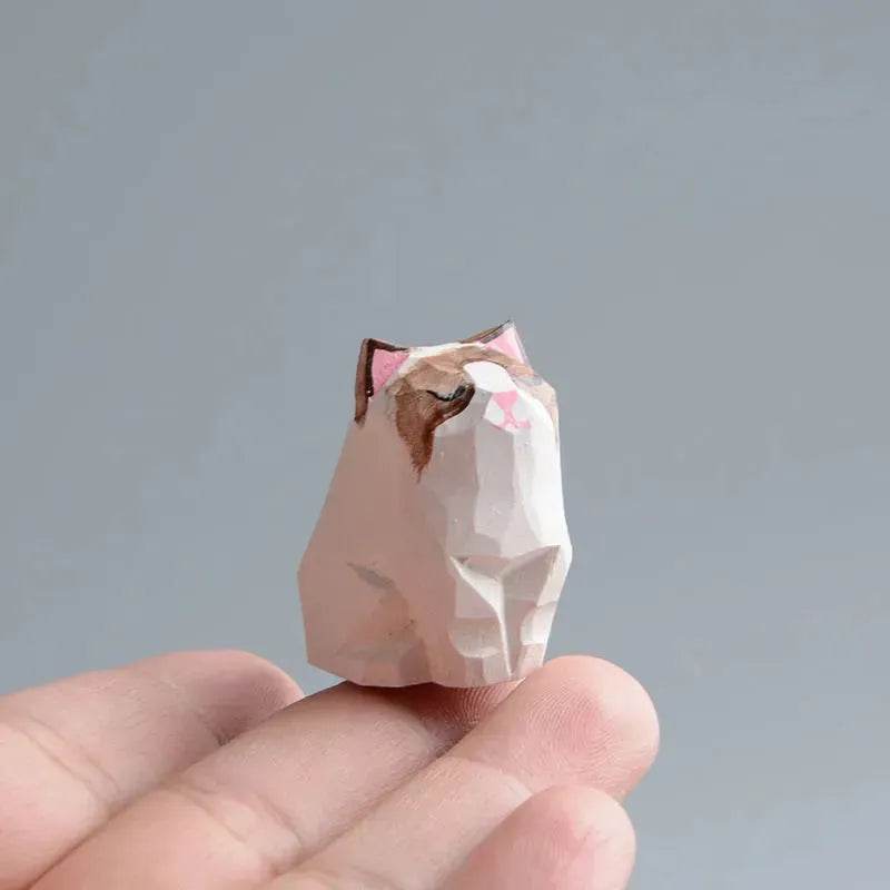 Creative Decorative Hand carved wooden Cat Trinkets Ornaments - Velora