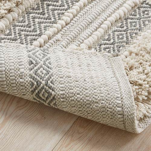 Woven Texture Stripe Bath Rug Grey 20x32 - Velora