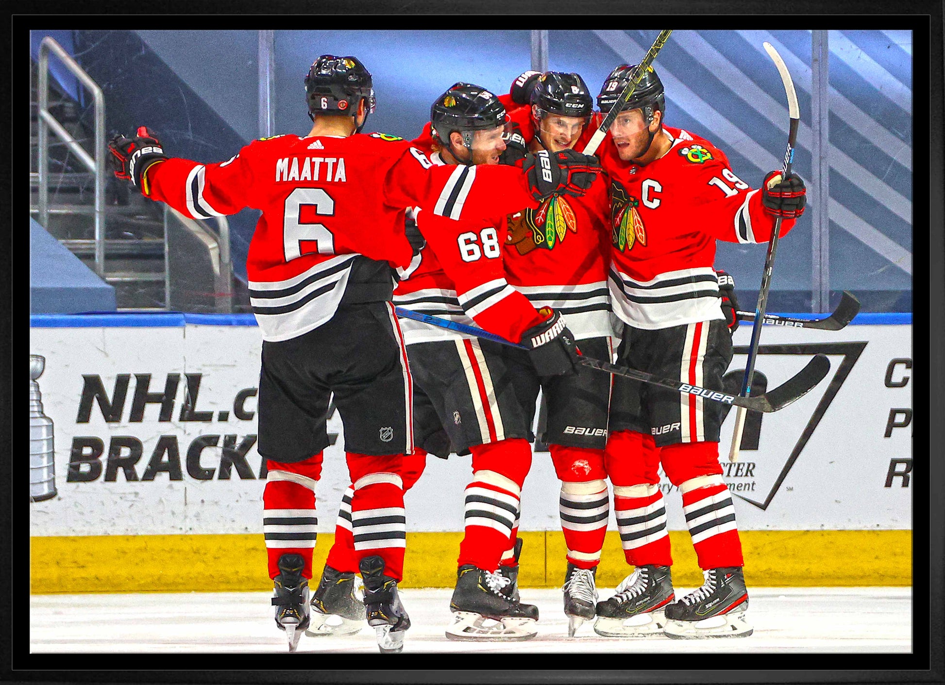 Chicago Blackhawks Framed 20x29 Goal Celebration Canvas Frameworth Sports Marketing
