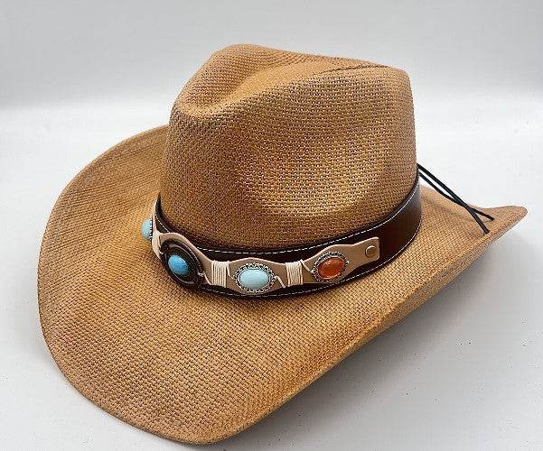 Summer Outdoor Ethnic Style Felt and Straw Cowboy Hat - Velora