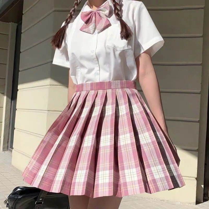 Student Jk Plaid Skirt Preppy Style Mini Pleated Kilt Skirt - Velora