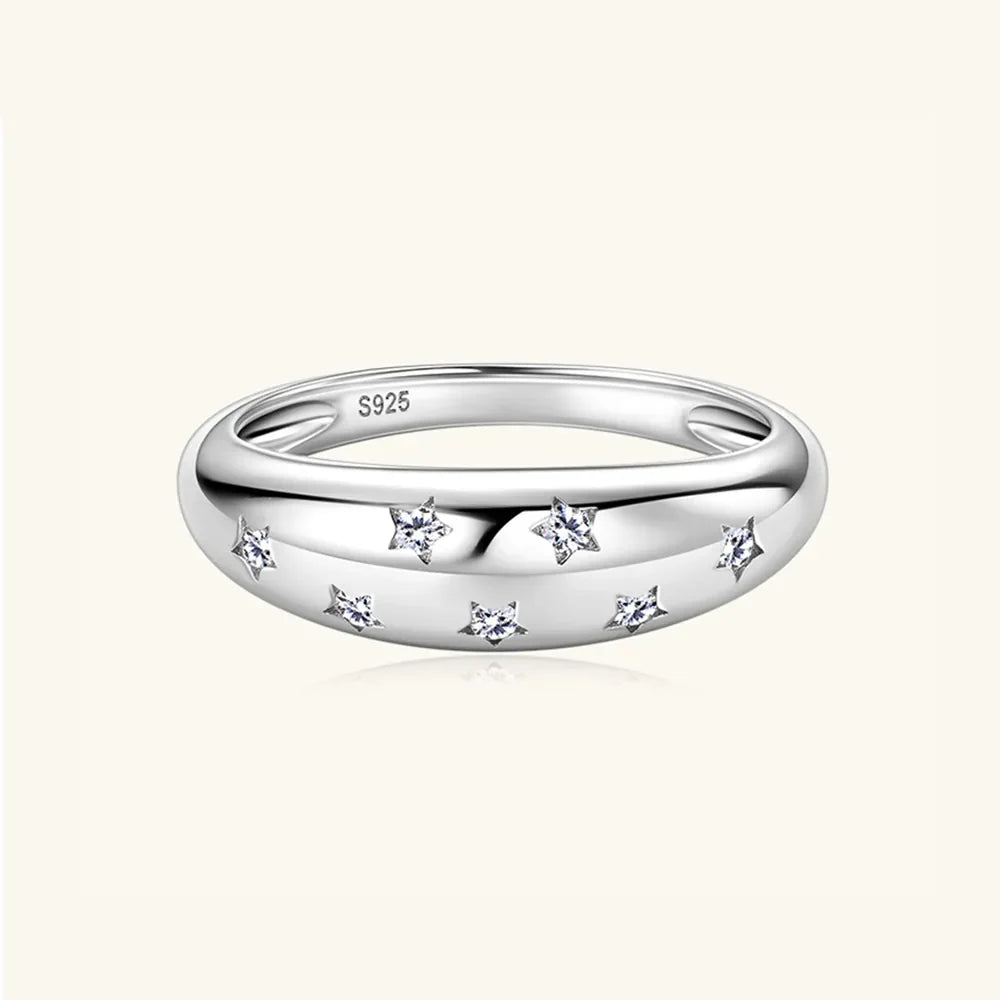 925 Sterling Silver Inlaid Moissanite Star Ring https://like2b-uy