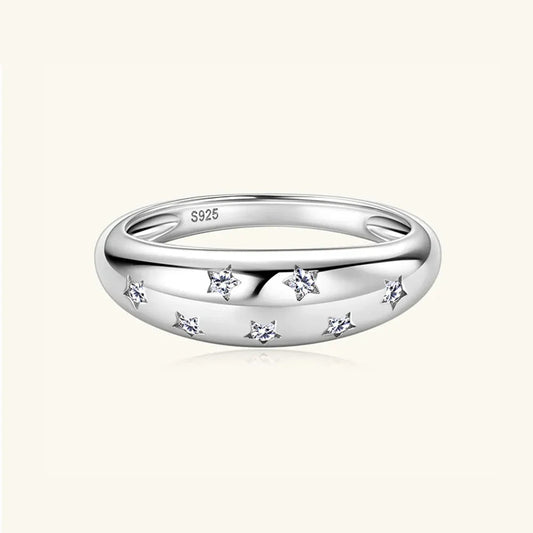 925 Sterling Silver Inlaid Moissanite Star Ring https://like2b-uy