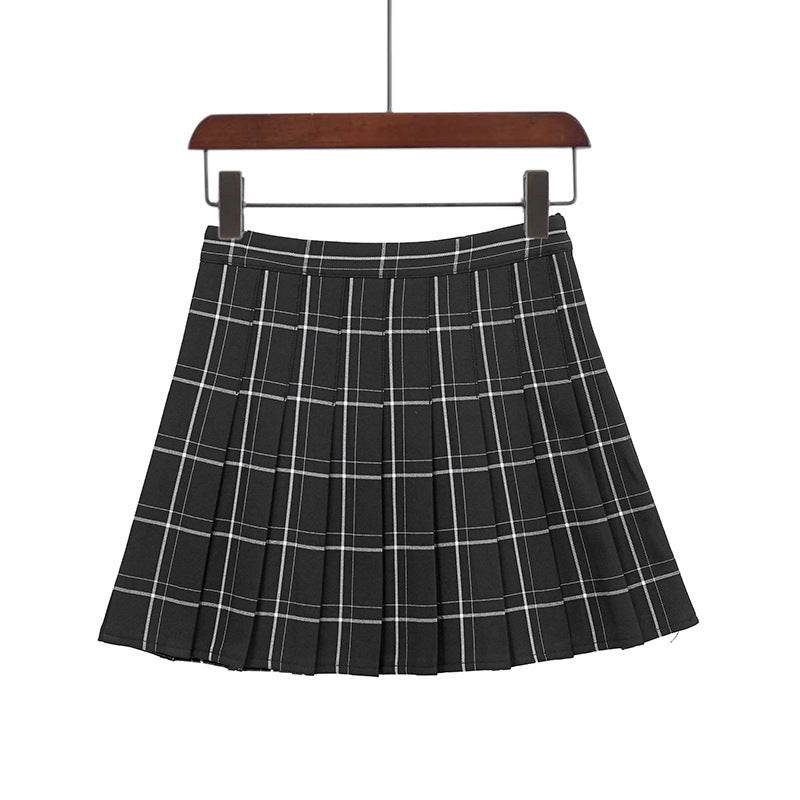 Mini Plaid Pleated High Waist Skirt A- Line Skirt - Velora