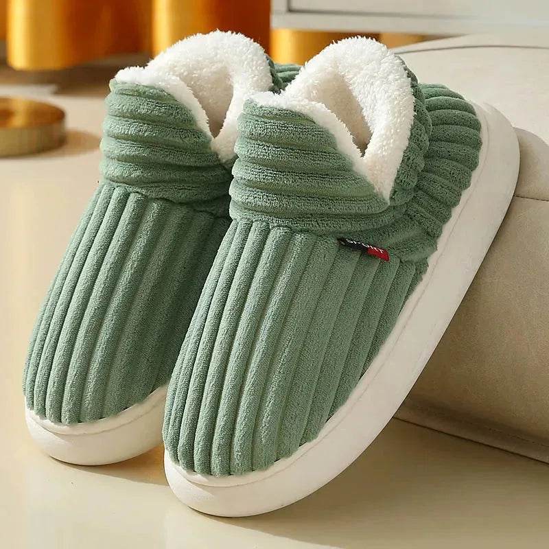 Men Winter New Women Cotton Slippers Outdoor Fashion Couple Slippers Warm Indoor Bedroom Cotton Plush Shoes Fleece Fluffy - Velora