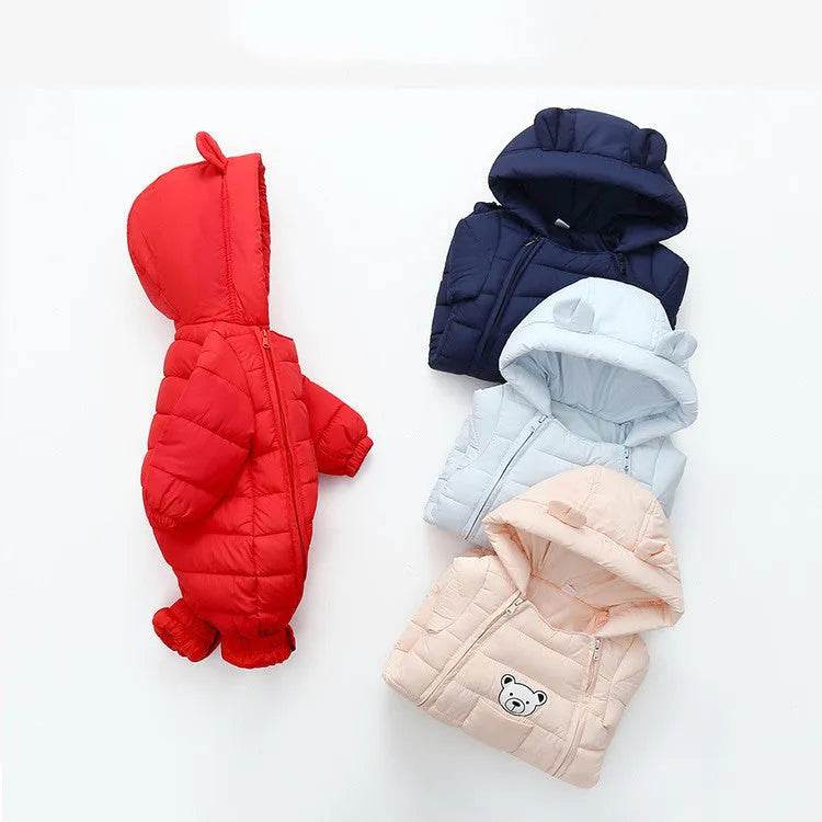 Infant Baby Puffer Hoodie Overall Romper Jumpsuit - Velora